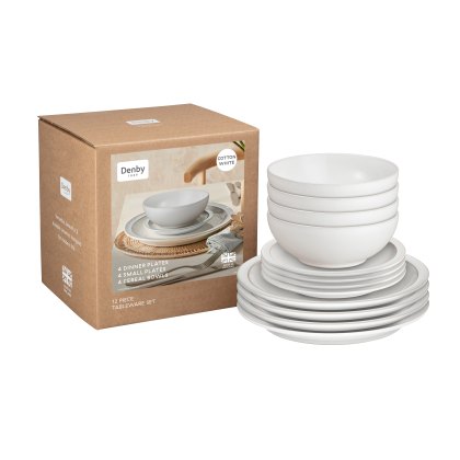 Denby Cotton White 12 Piece Dinner Set