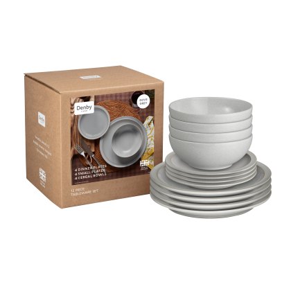 Denby Dove Grey 12 Piece Dinner Set