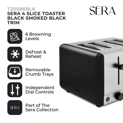 Tower Sera 4 Slice Toaster Black