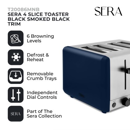 Tower Sera 4 Slice Toaster Midnight Blue