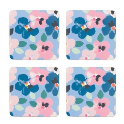 Cath Kidston Painted Pansies 4 Pack of Square Coasters Cath Kidston Painted Pansies 4 Pack of Square Coasters