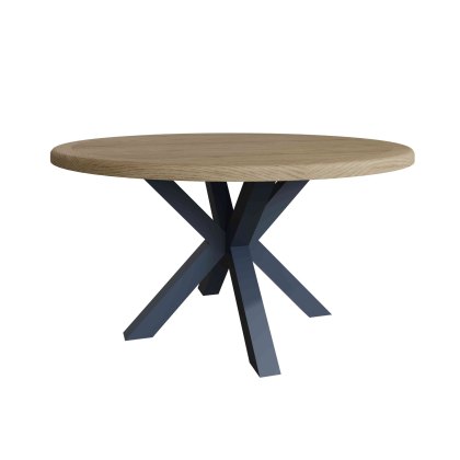 Heritage Editions Blue 1.5m Round Dining Table with 4 Upholstered Dining Chairs