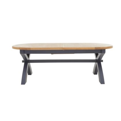 Heritage Editions Blue 2.25m Extending Oval Dining Table and 6 Ladder Back Chairs