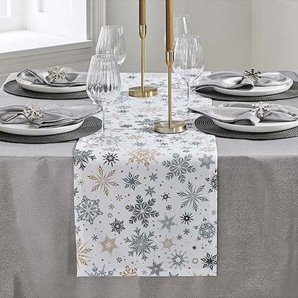 Walton & Co Snowflake Print Table Runner Walton & Co Snowflake Print Table Runner