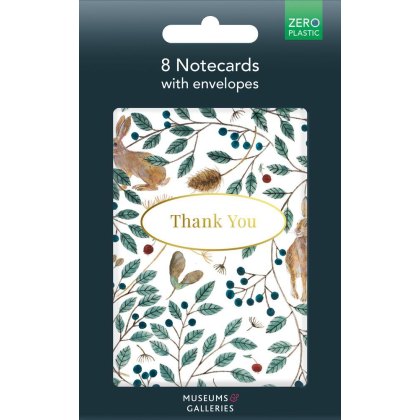 Hares and Berries Pack of 8 Thank You Notecards Hares and Berries Pack of 8 Thank You Notecards