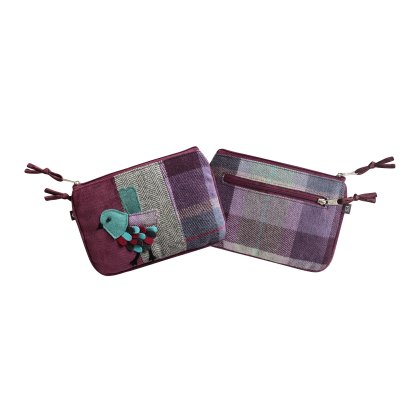 Earth Squared Tweed Applique Juliet Purse Bird Carberry Purple Earth Squared Tweed Applique Juliet Purse Bird Carberry Purple