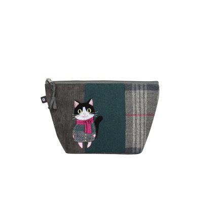 Earth Squared Tweed Applique Makeup Bag Cat Drem Grey Tweed Earth Squared Tweed Applique Makeup Bag Cat Drem Grey Tweed