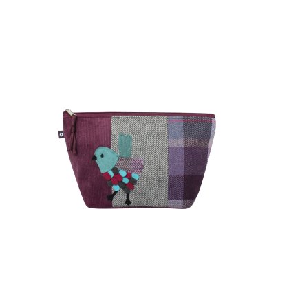 Earth Squared Tweed Applique Makeup Bag Bird Carberry Purple Earth Squared Tweed Applique Makeup Bag Bird Carberry Purple