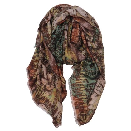 Zelly Red Abstract Floral Scarf