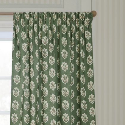 Sanderson Sessile Leaf Green Pencil Pleat Curtains