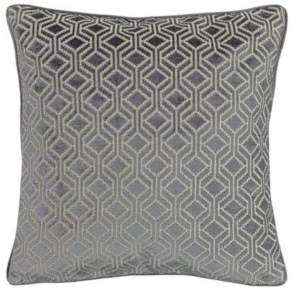 Paoletti Avenue Grey Velvet Jacquard Cushion