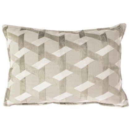 Paoletti Delano Ivory and Taupe Velvet Jacquard Cushion