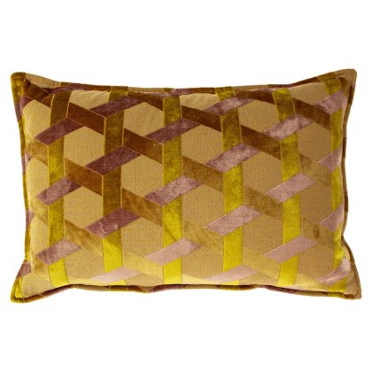 Paoletti Delano Ochre and Blush Velvet Jacquard Cushion