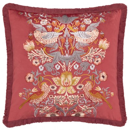 Morris & Co Strawberry Thief Berry Embroidered Cushion Morris & Co Strawberry Thief Berry Embroidered Cushion