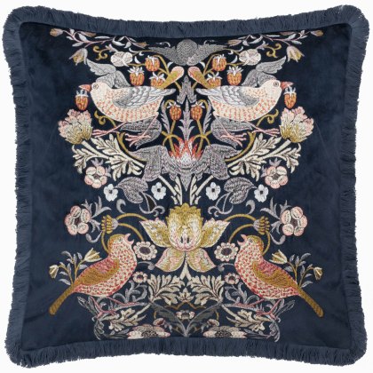 Morris & Co Strawberry Thief Indigo Embroidered Cushion Morris & Co Strawberry Thief Indigo Embroidered Cushion