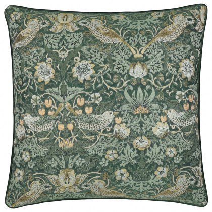 Morris & Co Strawberry Thief Forest Green Jacquard Cushion Morris & Co Strawberry Thief Forest Green Jacquard Cushion