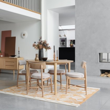 G Plan Winchester Oval Extending Dining Table and 4 Grey Flora Chairs