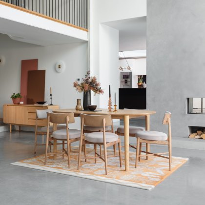 G Plan Winchester Oval Extending Dining Table and 6 Grey Flora Chairs