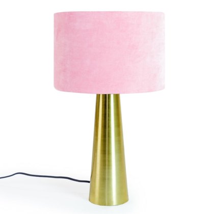 McGowan Rutherford Brass Column Table Lamp with Pink Velvet Shade McGowan Rutherford Brass Column Table Lamp with Pink Velvet Shade