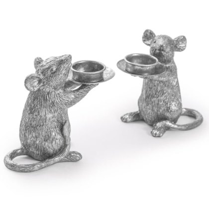 McGowan Rutherford Pair of Silver Mouse Candle Holders McGowan Rutherford Pair of Silver Mouse Candle Holders