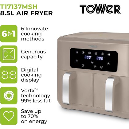 Tower Dual Basket Air Fry Latte Tower Dual Basket Air Fry Latte