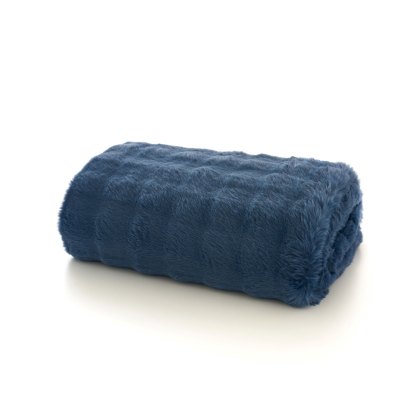 Deyongs Fernley Faux Fur Throw 200x150cm Dark Blue