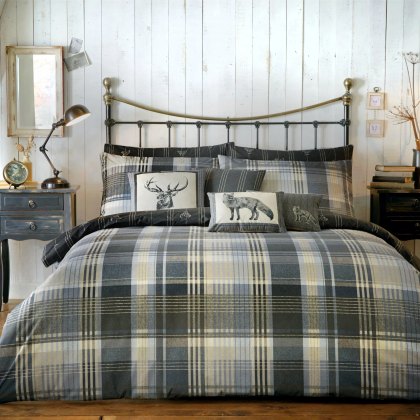 D&D Lodge Connolly Check Duvet Cover Set Charcoal D&D Lodge Connolly Check Duvet Cover Set Charcoal