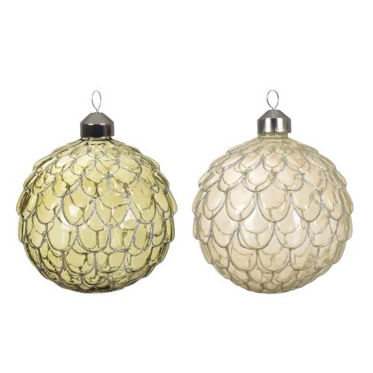 Kaemingk Opaque Glitter Ribbed Glass Bauble Kaemingk Opaque Glitter Ribbed Glass Bauble