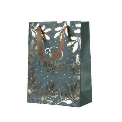 Kaemingk Gold Leaf Green Giftbag Medium Kaemingk Gold Leaf Green Giftbag Medium