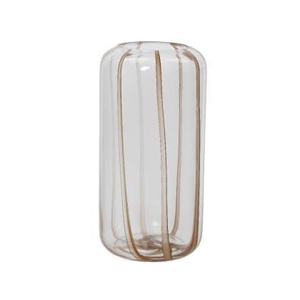 Kaemingk Clear Glass Vase with solid colour dark brown strips