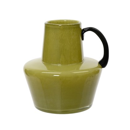 Kaemingk solid colour glass vase with handle