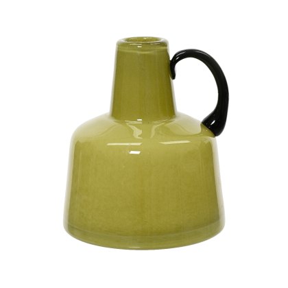 Kaemingk solid color glass vase with handle
