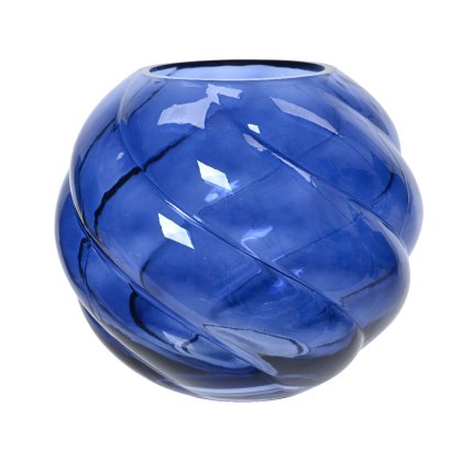 Kaemingk Blue Round Vase glass swirl Kaemingk Blue Round Vase glass swirl