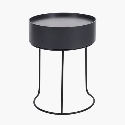 Pacific Hugo Dark Grey Wood Veneer Black Metal Storage Table Pacific Hugo Dark Grey Wood Veneer Black Metal Storage Table