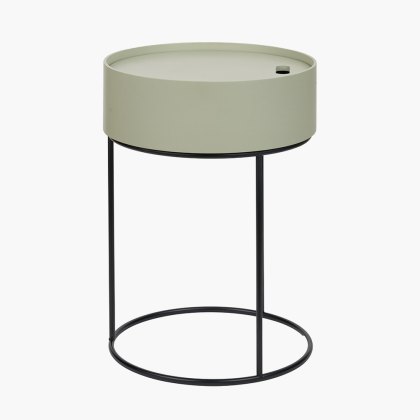 Pacific Hugo Sage Green Wood Veneer Black Metal Storage Table Pacific Hugo Sage Green Wood Veneer Black Metal Storage Table