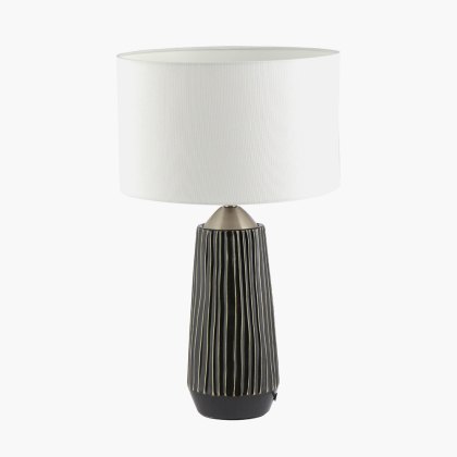 Pacific Artemis Black Texture Ceramic Brushed Silver Table Lamp Pacific Artemis Black Texture Ceramic Brushed Silver Table Lamp