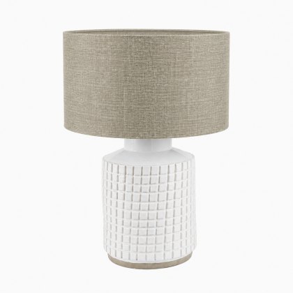 Pacific Malone White Squares Stoneware Base and Edward Shade Pacific Malone White Squares Stoneware Base and Edward Shade