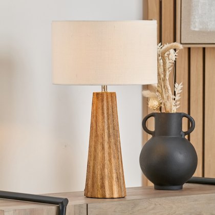 Pacific Draydon Natural Mango Wood Textured Cone Table Lamp Pacific Draydon Natural Mango Wood Textured Cone Table Lamp