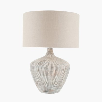 Pacific Manaia White Wash Texture Wood Lamp & Henry Shade Pacific Manaia White Wash Texture Wood Lamp & Henry Shade