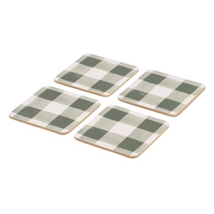 Woodbury Lane 4 Set of Gingham Green Cork Coasters Woodbury Lane 4 Set of Gingham Green Cork Coasters