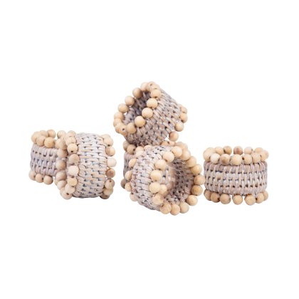 Lows Artisan Weave Set of 6 Napkin Rings with Beads Lows Artisan Weave Set of 6 Napkin Rings with Beads