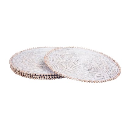 Lows Artisan Weave Round Placemats with Beads Lows Artisan Weave Round Placemats with Beads