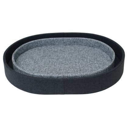 Tradestock Navy Light Grey Textured Faux Leather Tray set of 2