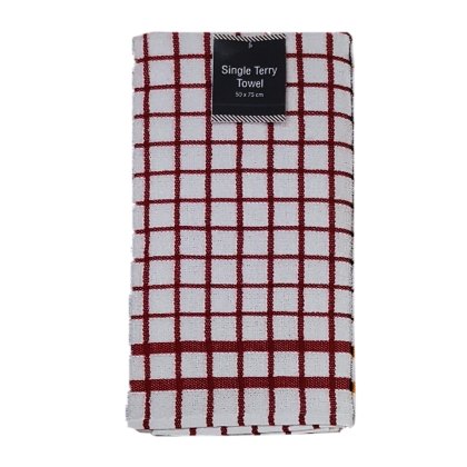 Phoenix Large Red Terry Check Tea Towel
