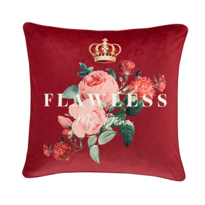 Flawless Floral Filled Red Cushion