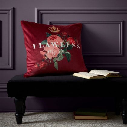 Flawless Floral Filled Red Cushion