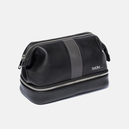 Paul Oliver Mens Zipped Wash Bag With Graphite Stripe Paul Oliver Mens Zipped Wash Bag With Graphite Stripe