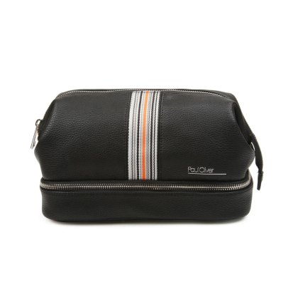 Paul Oliver Mens Black Wash Bag With Stripe Paul Oliver Mens Black Wash Bag With Stripe