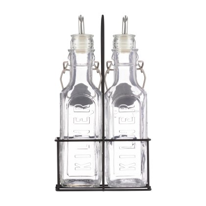 Kilner Set of 2 Oil Bottles in Metal Rack