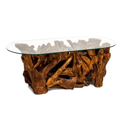 Woodland Collection Oval Glass CoffeeTable